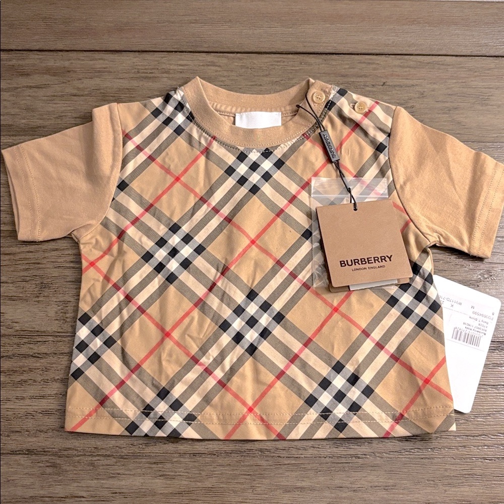 NWT [Burberry] Eli Vintage Check Plaid Cotton Short-Sleeved Shirt Toddler Sz 6M - Picture 4 of 14